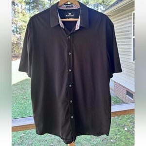 Buttercloth Icy Cotton Button Up Shirt Mens Size XL Black Short Sleeve
